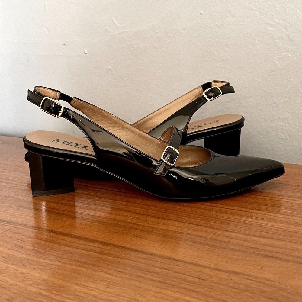Anyi Lu ‘Gigi’ Patent Mary Jane Slingback Pump Black - Picture 4 of 8